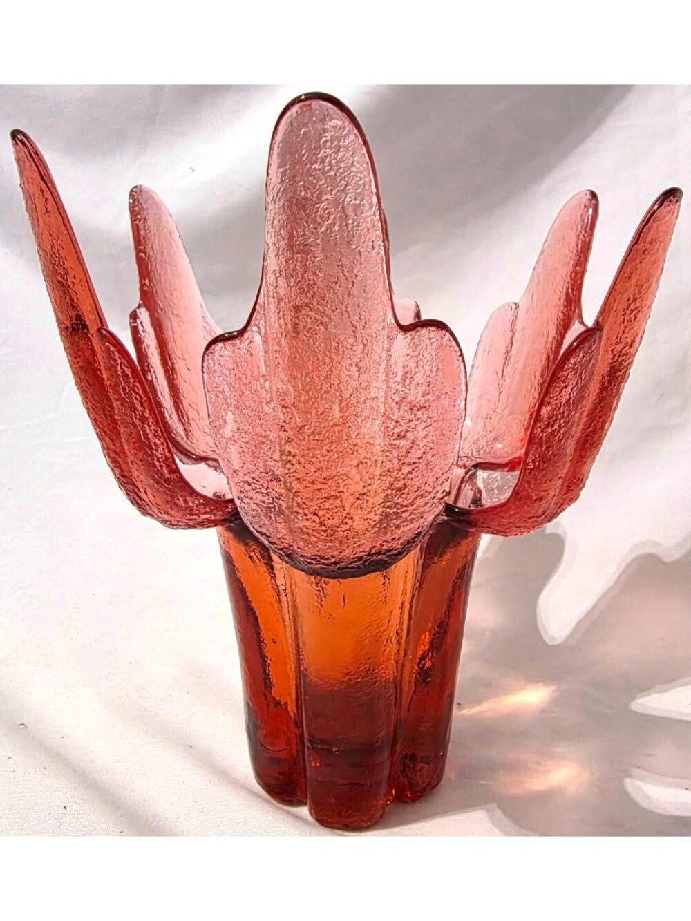 Lasisepat Mantsala VASE CANDLEHOLDER cactus petal art glass Finland Scandinavian